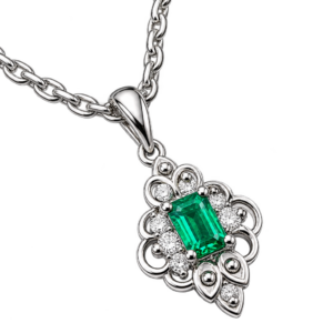 Dây chuyền bạch kim mặt Emerald